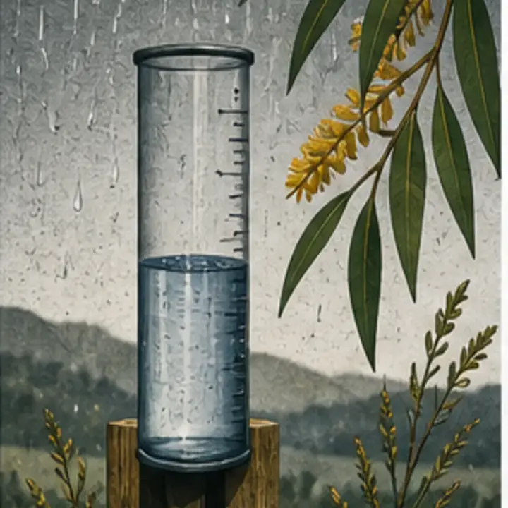 Original editorial illustration for Why Australia measures rain in millimetres. detail view.