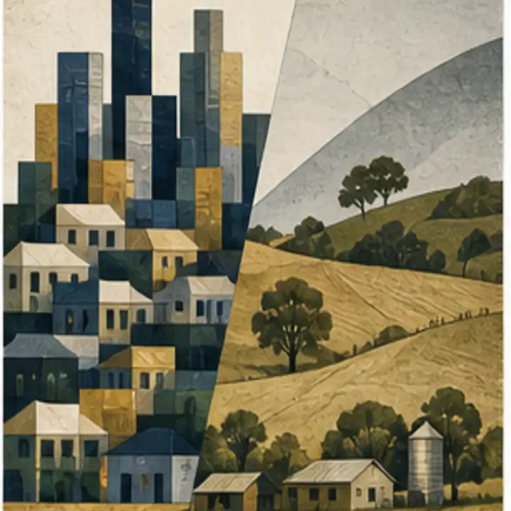 Original editorial illustration for Does Australia have an official list of cities?. detail view.