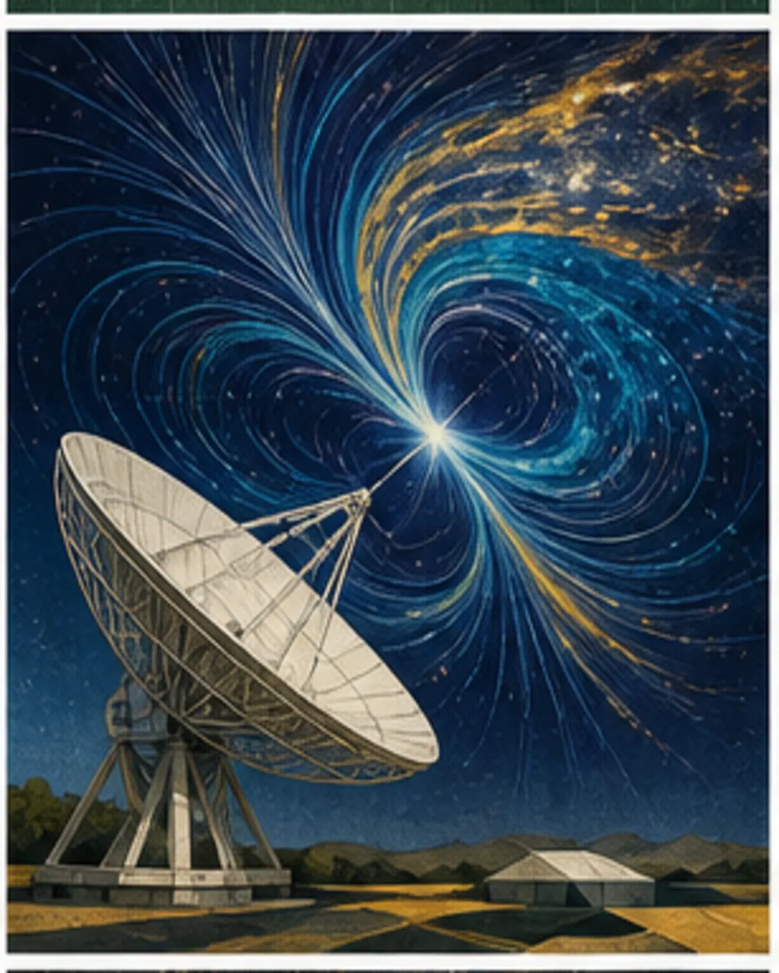 Original editorial illustration for How an Australian telescope mapped hidden cosmic magnetism.