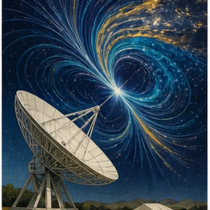 Original editorial illustration for How an Australian telescope mapped hidden cosmic magnetism. detail view.