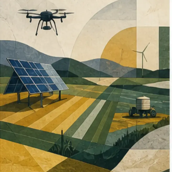 Original editorial illustration for Four futures are testing today's Australian farm decisions. detail view.