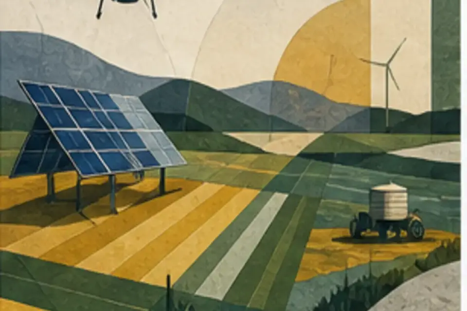 Original editorial illustration for Four futures are testing today's Australian farm decisions. context view.